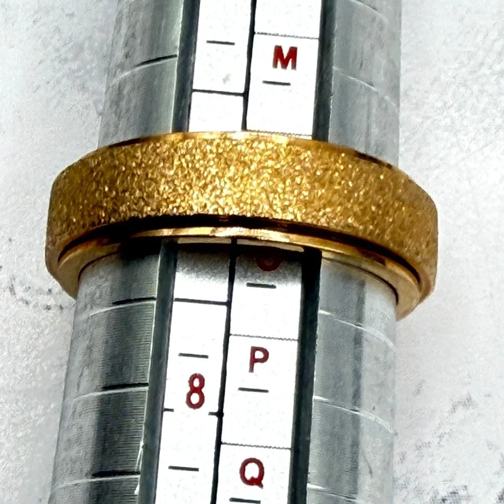 Gold Tone Faux Druzy Textured Band‎ Ring Size 7 Sparkle Statement Ring
